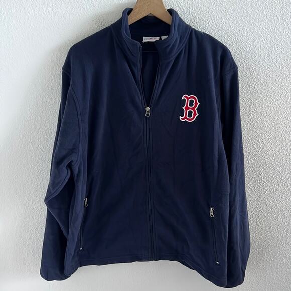 MLB Boston Red Sox Genuine Merchandise Navy Blue Front Zip Fleece Sweatshirt M - Picture 1 of 6